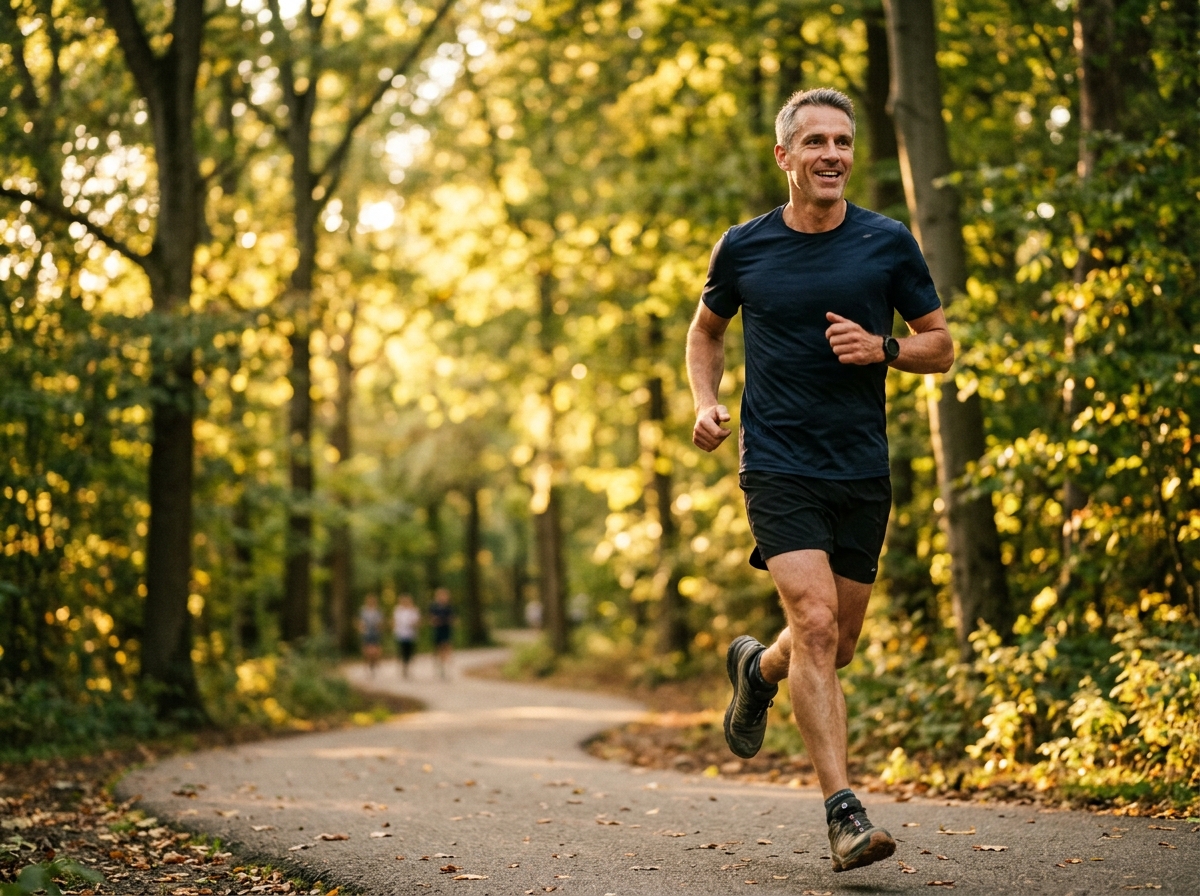 man jogging with energy at golden hour
