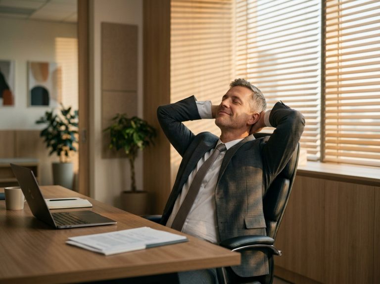 man experiencing mental clarity at desk