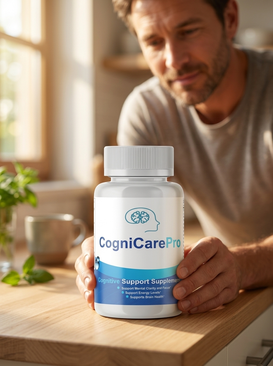 CogniCare Pro brain supplement bottle in hands