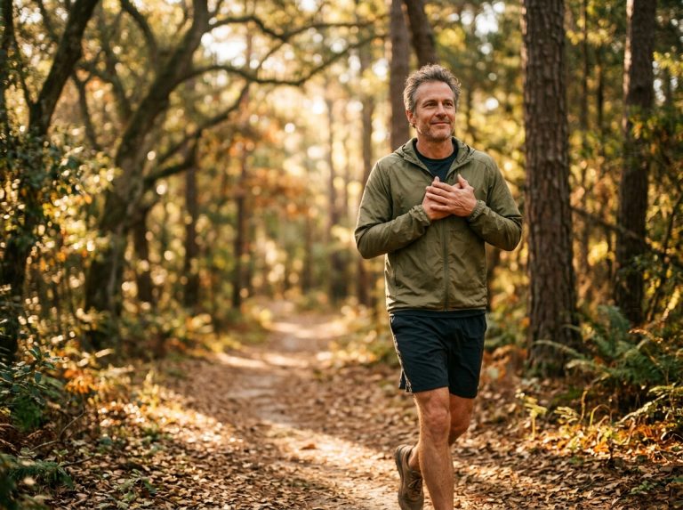 man jogging peacefully on forest trail