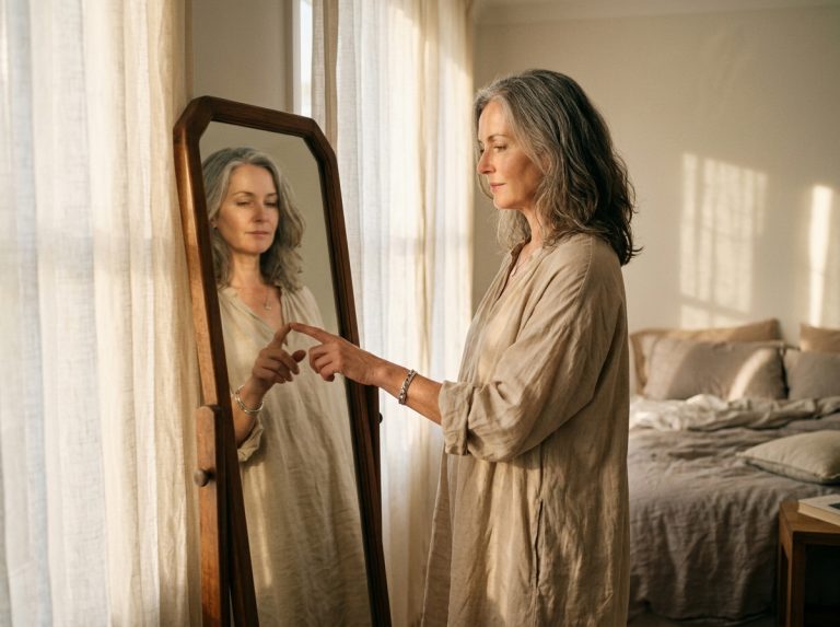 woman finding peace in morning reflection