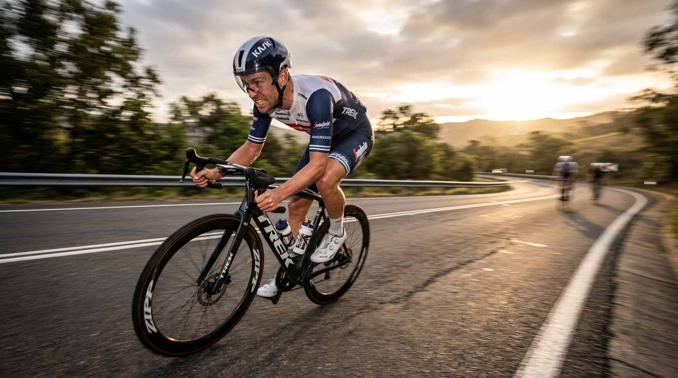 Competitive cyclist pushing through previous performance limits