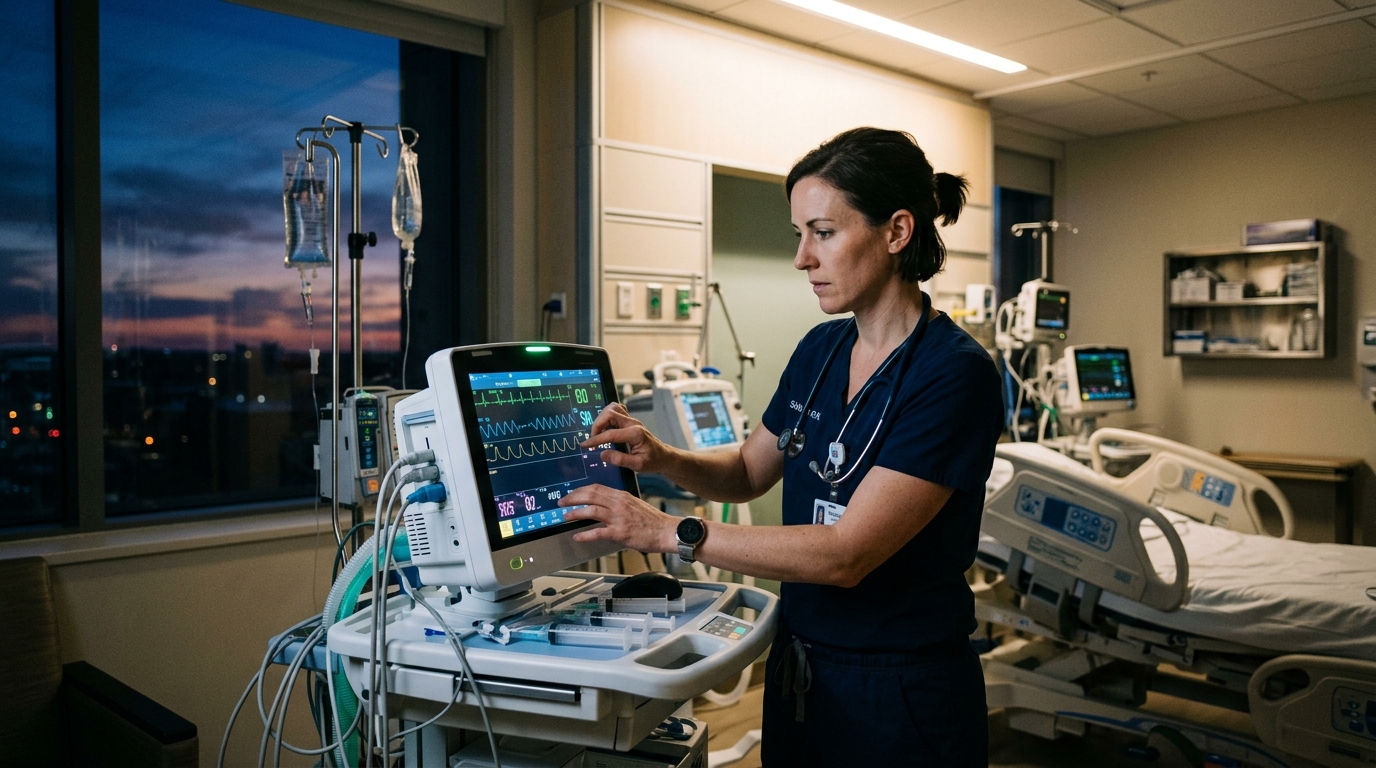 Night shift medical worker maintaining steady energy