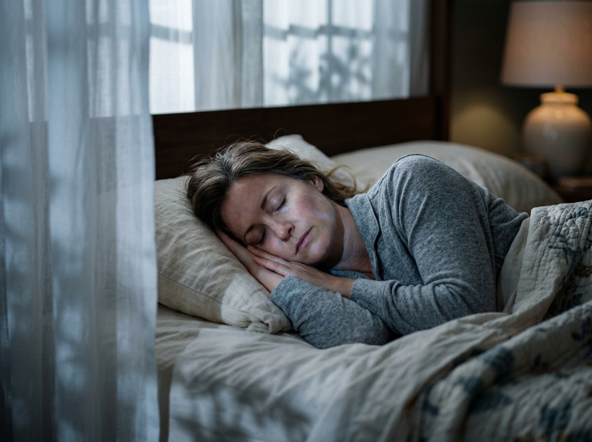 woman sleeping peacefully natural moonlight cellular repair