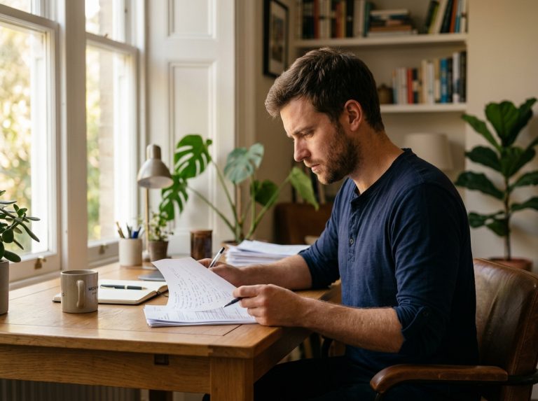 focused man working energetically in morning light