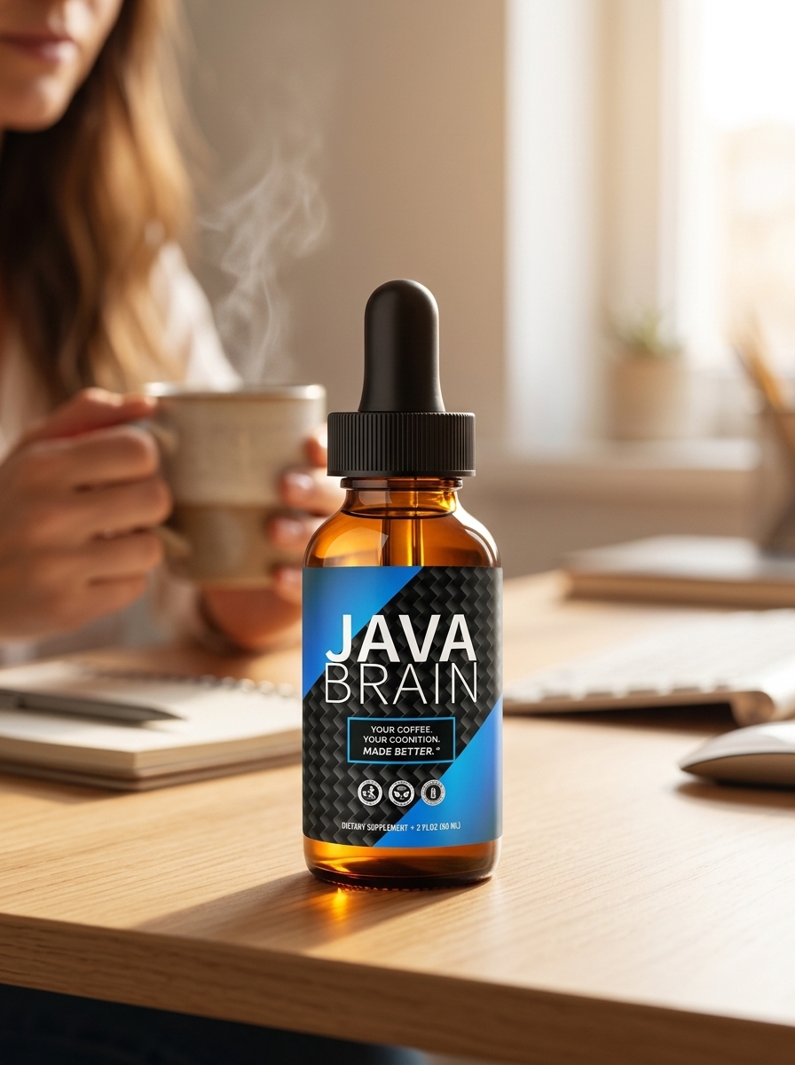 Java Brain coffee supplement bottle on desk