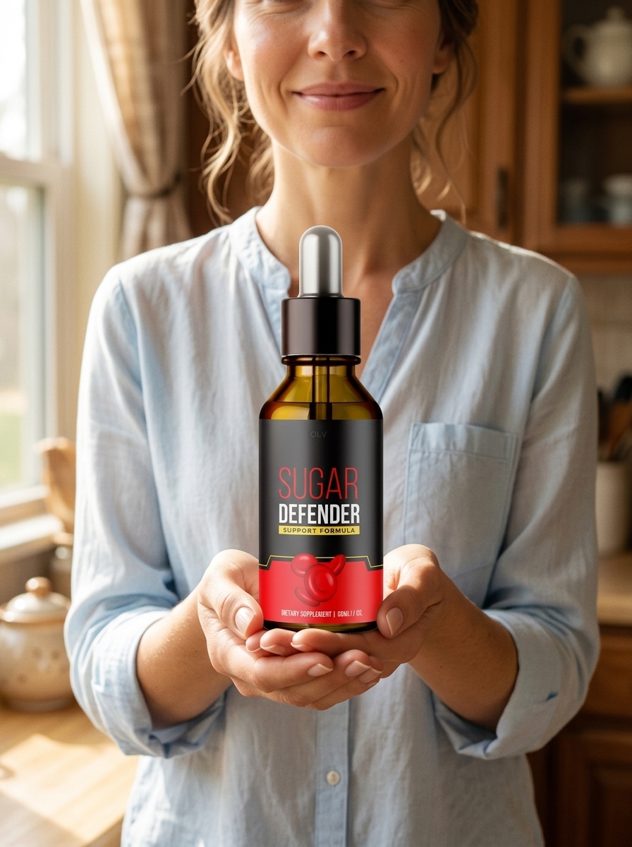 Sugar Defender supplement held by satisfied woman