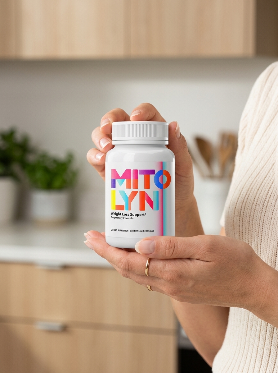 Mitolyn supplement bottle held by woman
