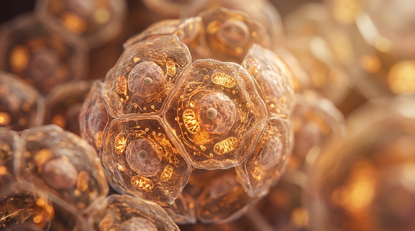microscopic view skin cells showing cellular energy