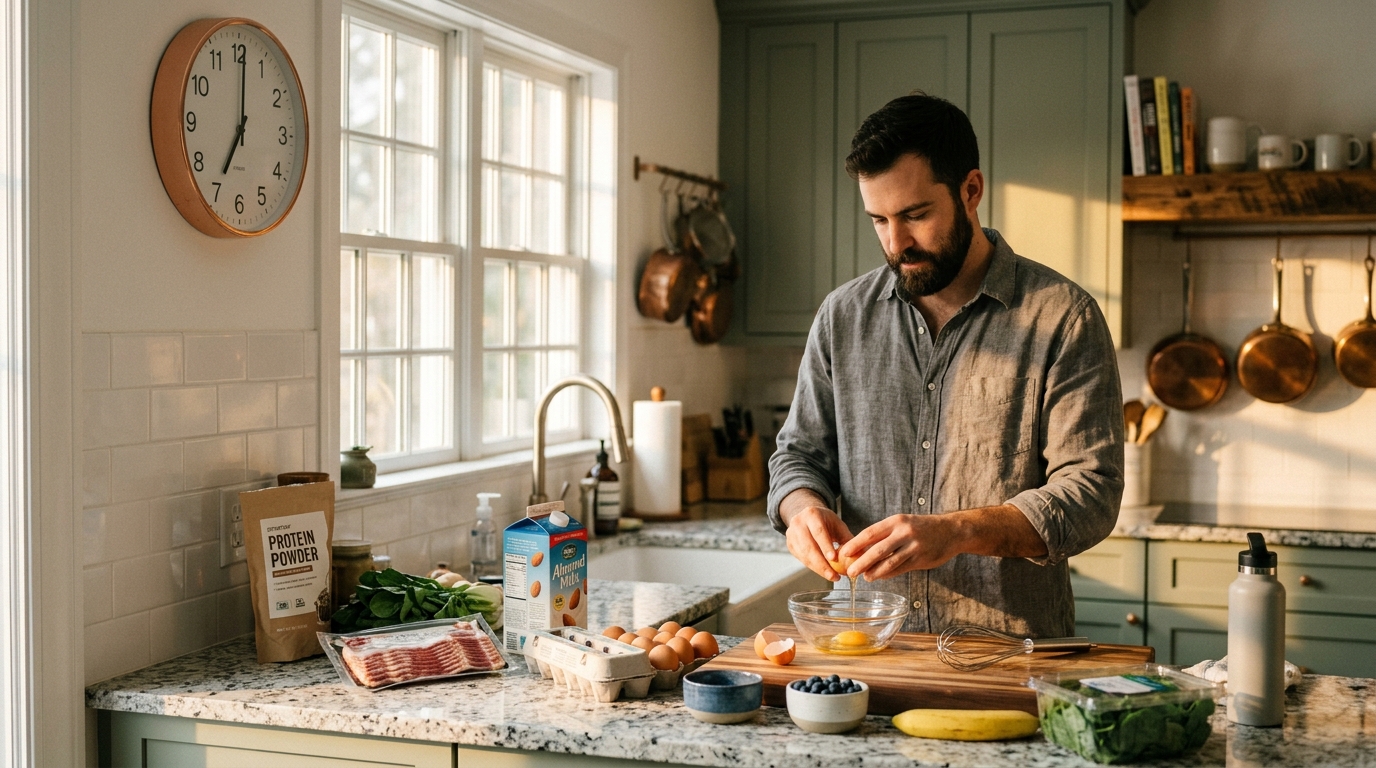 morning breakfast preparation emphasizing circadian timing