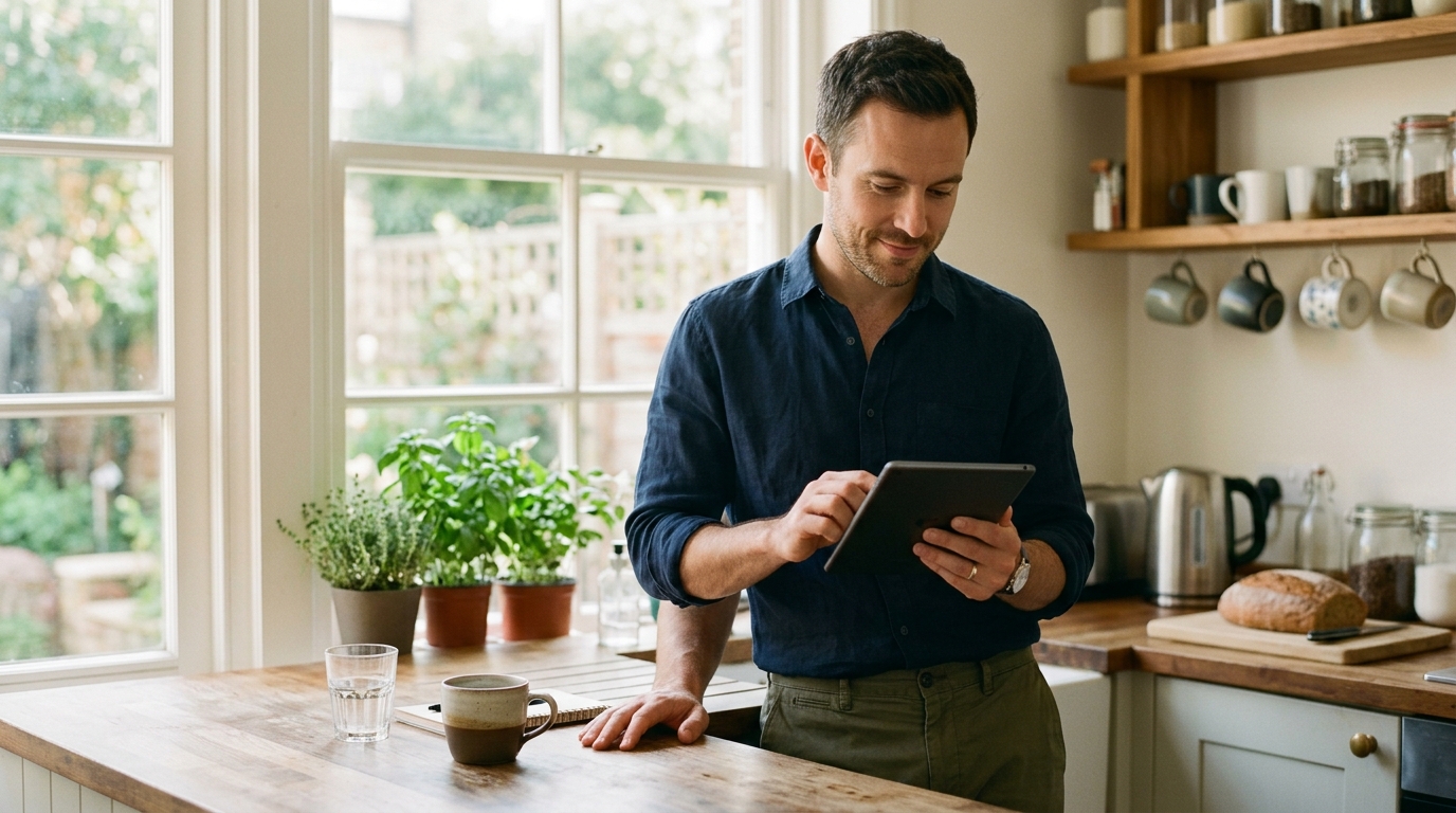 man calmly preparing morning routine natural alertness