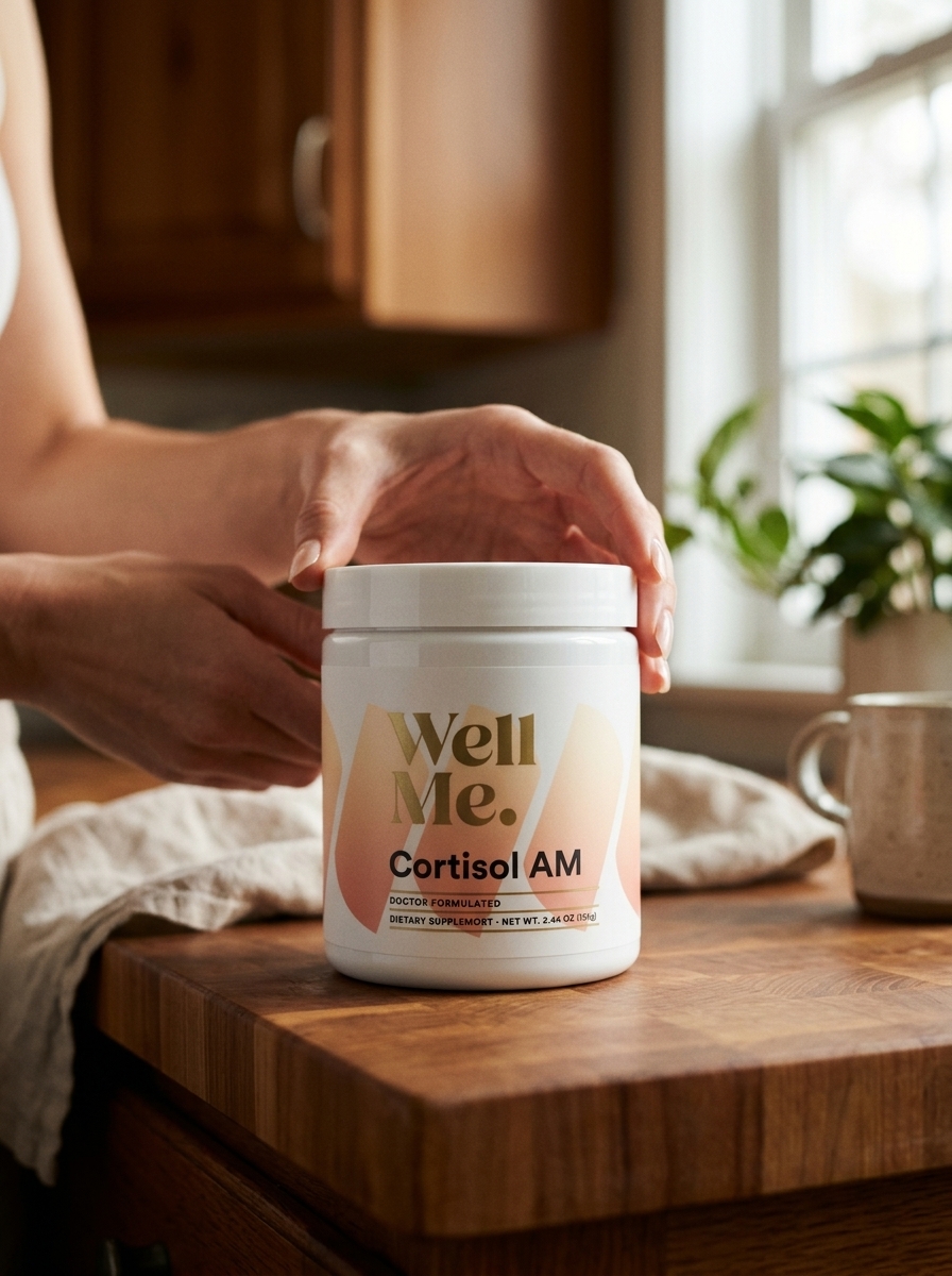 Cortisol AM supplement bottle morning routine