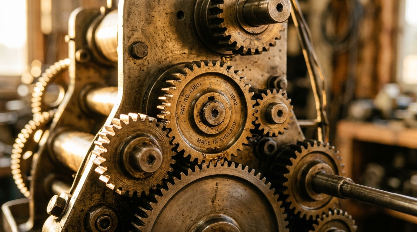 mechanical gears motion golden light interconnected systems