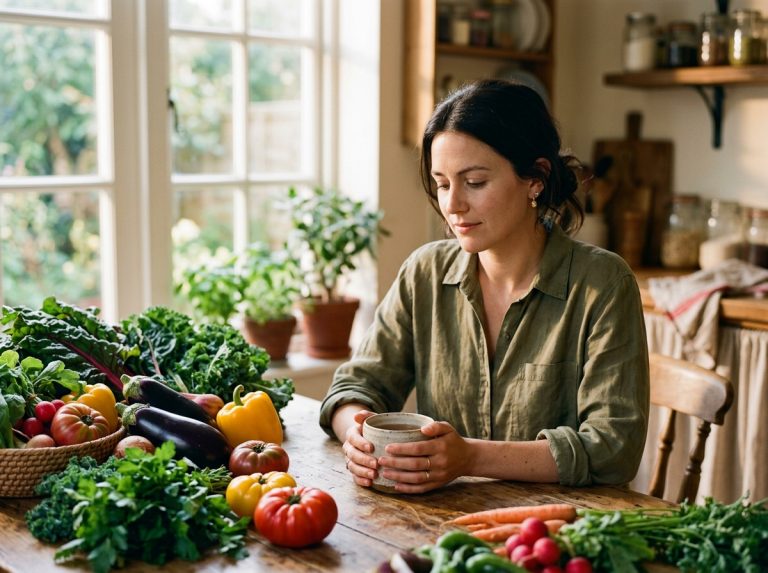 woman contemplating plant based nutrition morning light
