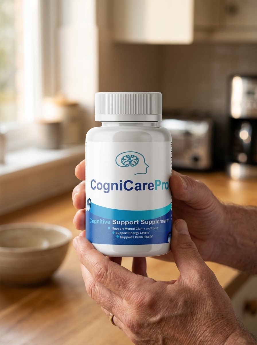 CogniCare Pro brain supplement bottle hands
