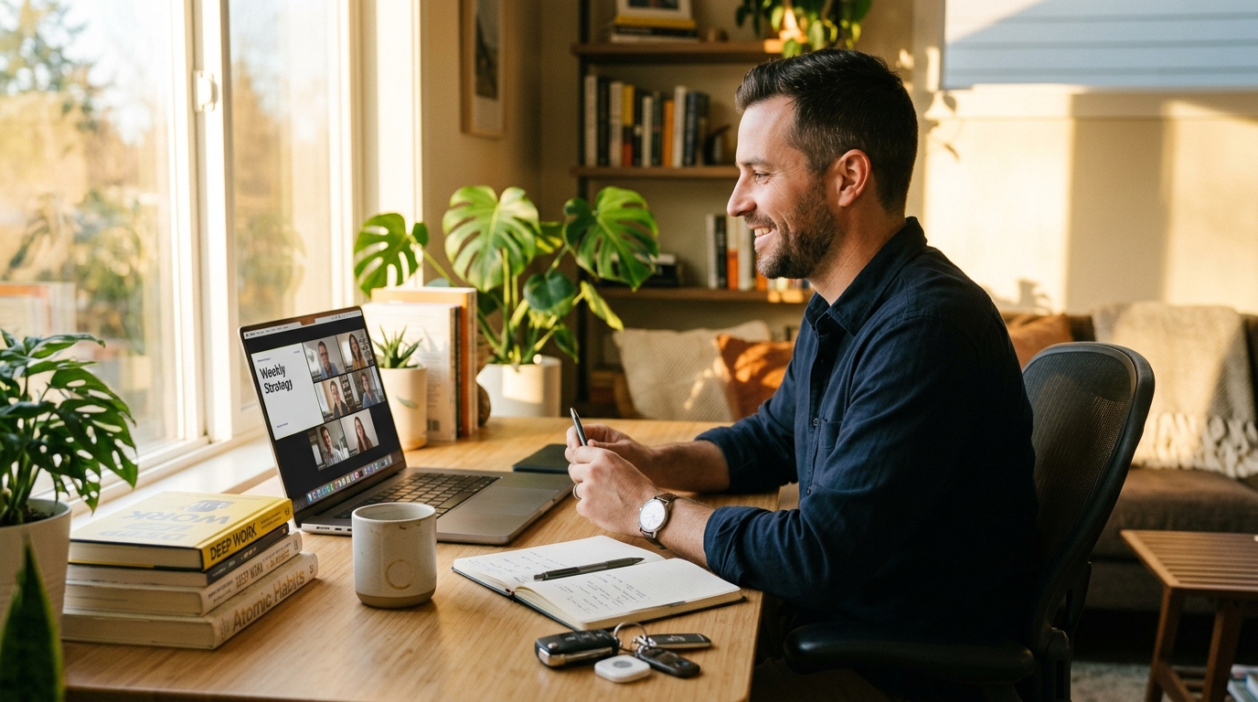 alert man video call organized keys