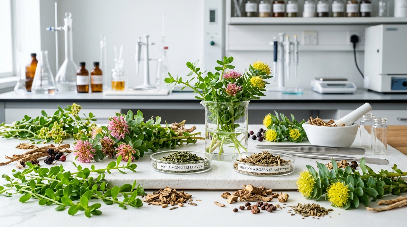 natural supplement ingredients scientific botanical arrangement