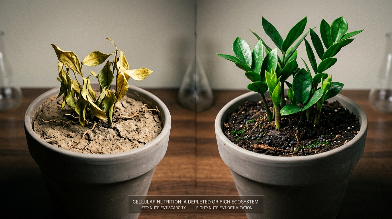 comparison depleted versus nourished plant nutrition