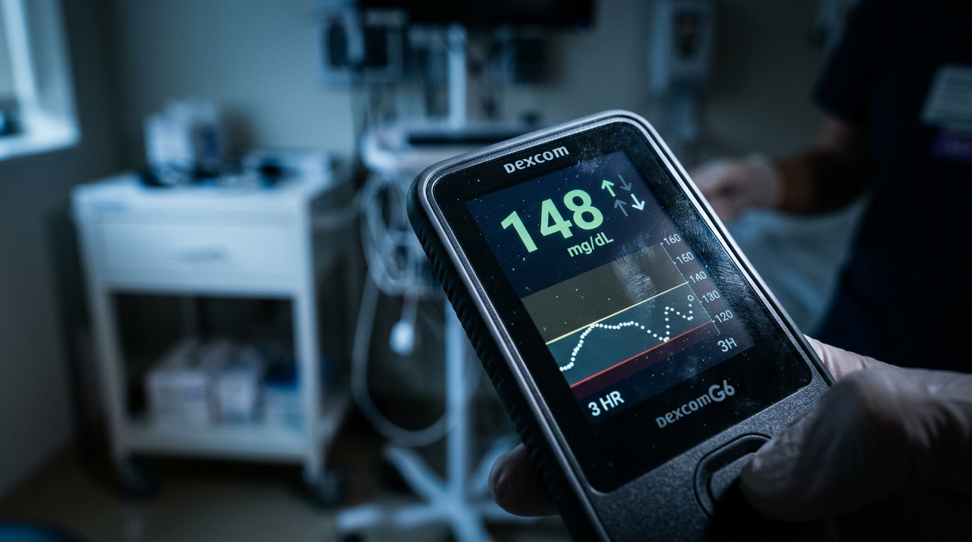 glucose monitor showing fluctuating blood sugar readings