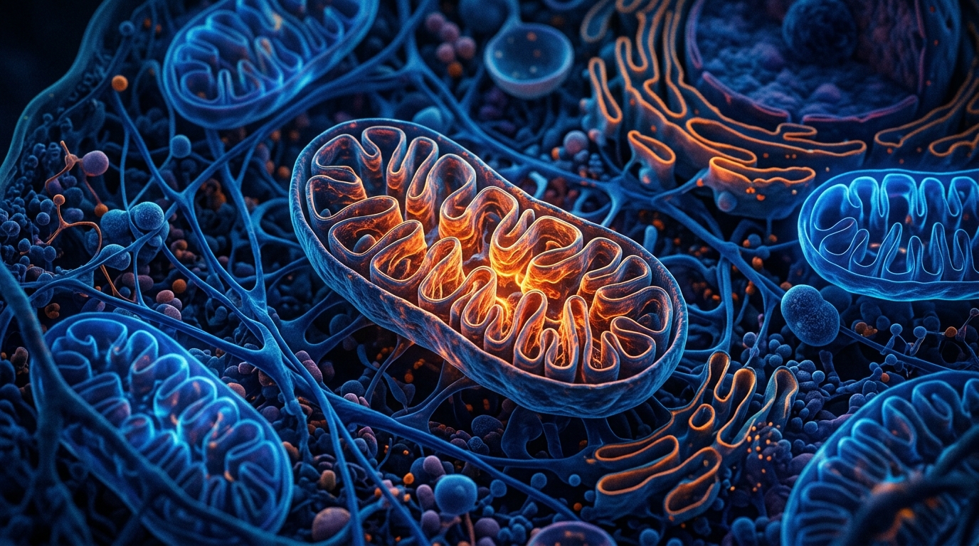 artistic visualization of cellular energy production