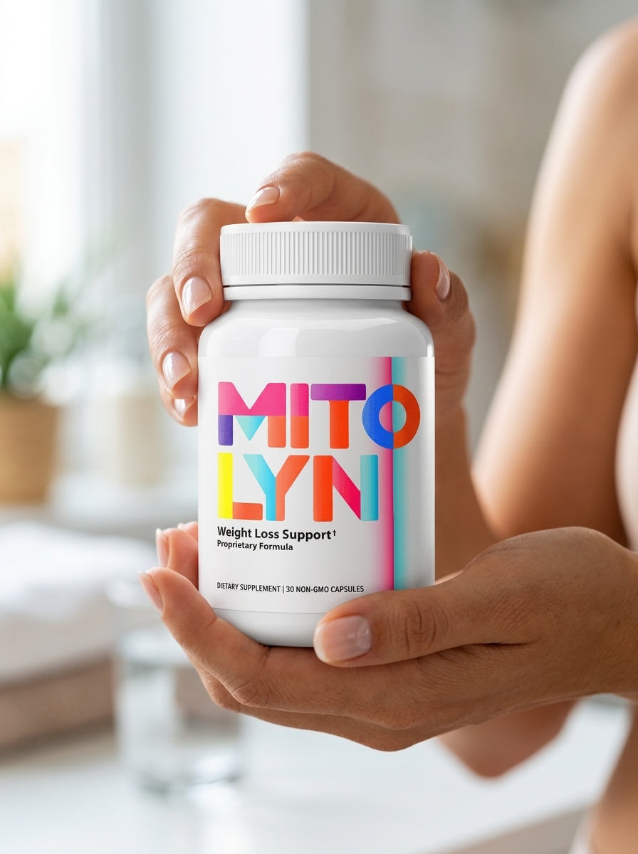 Mitolyn mitochondrial support supplement bottle being held