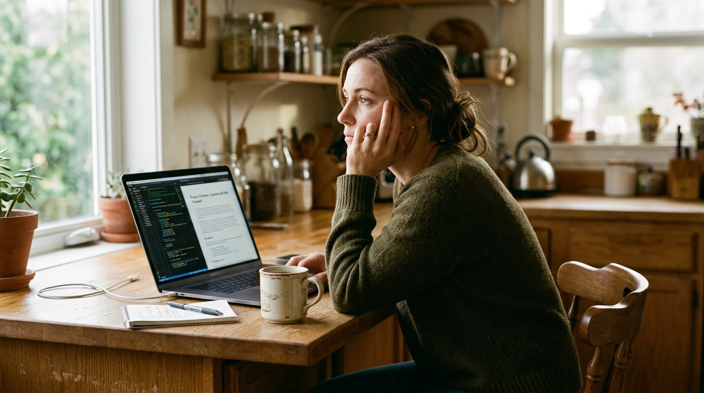 woman researching health solutions at computer