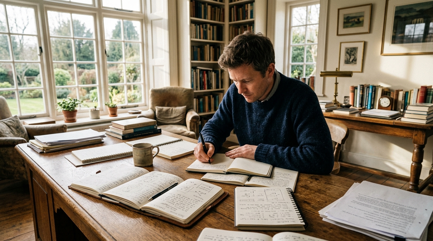 man in deep focus working uninterrupted creative state