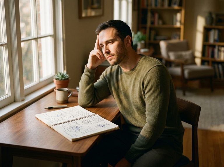 man contemplating brain health at desk