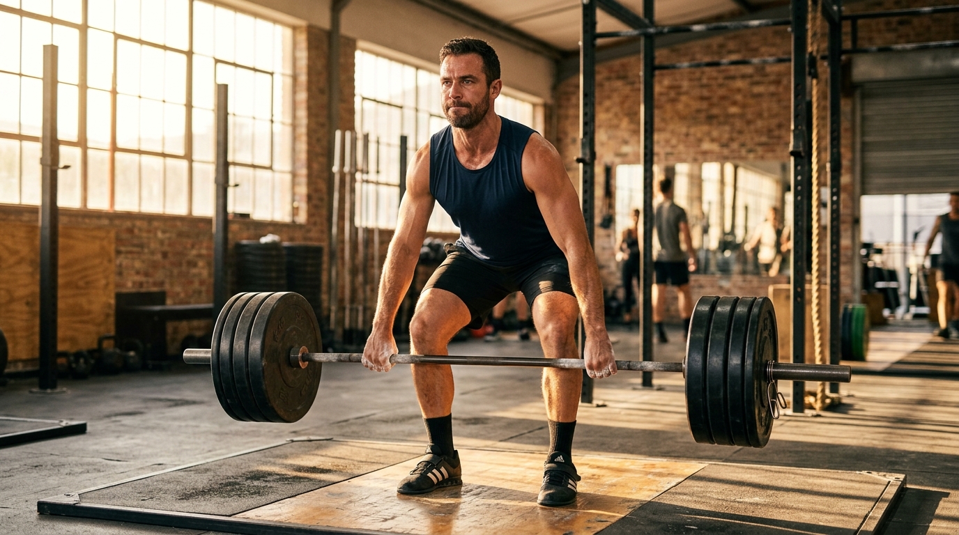 man performing deadlift with renewed strength and focus