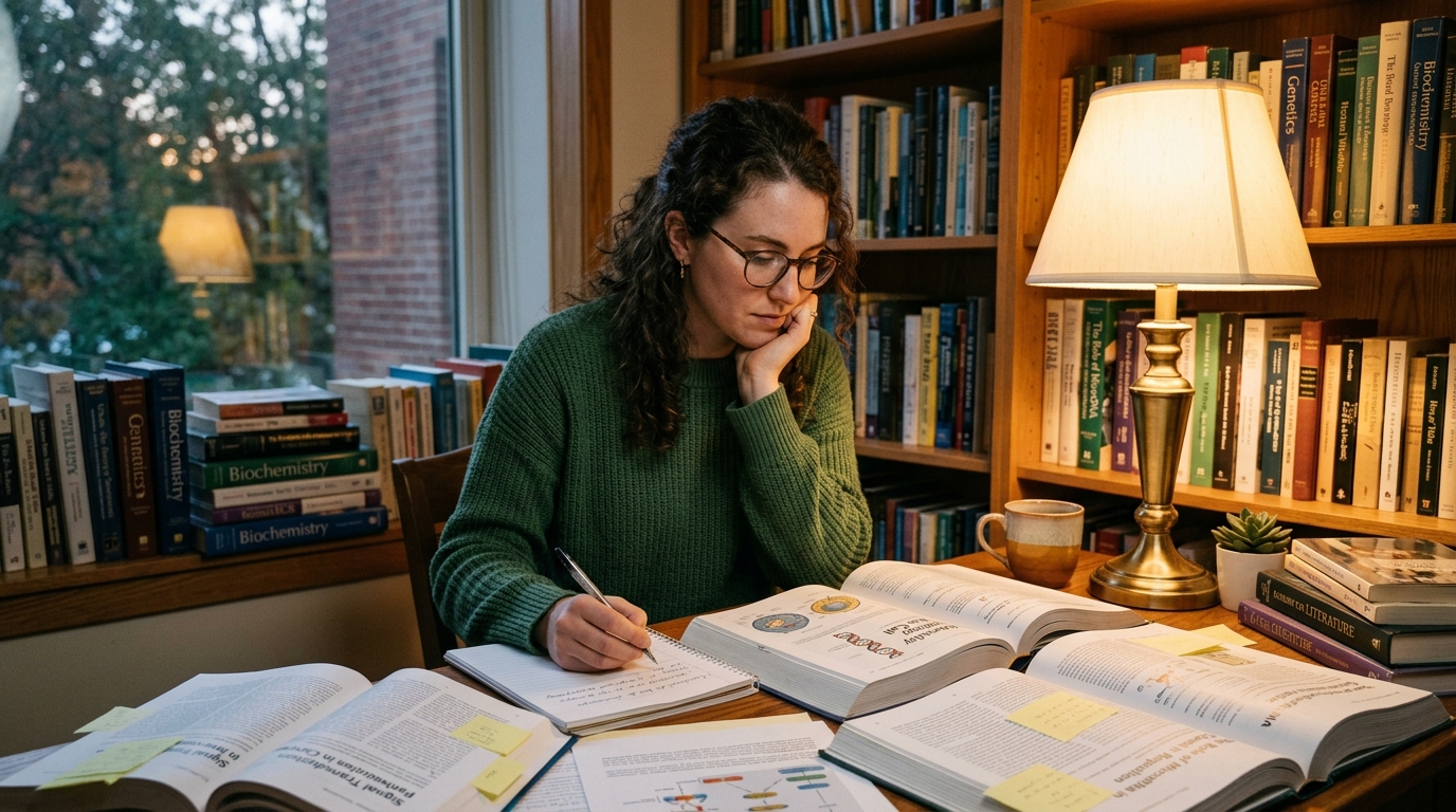 woman researching cellular health and aging
