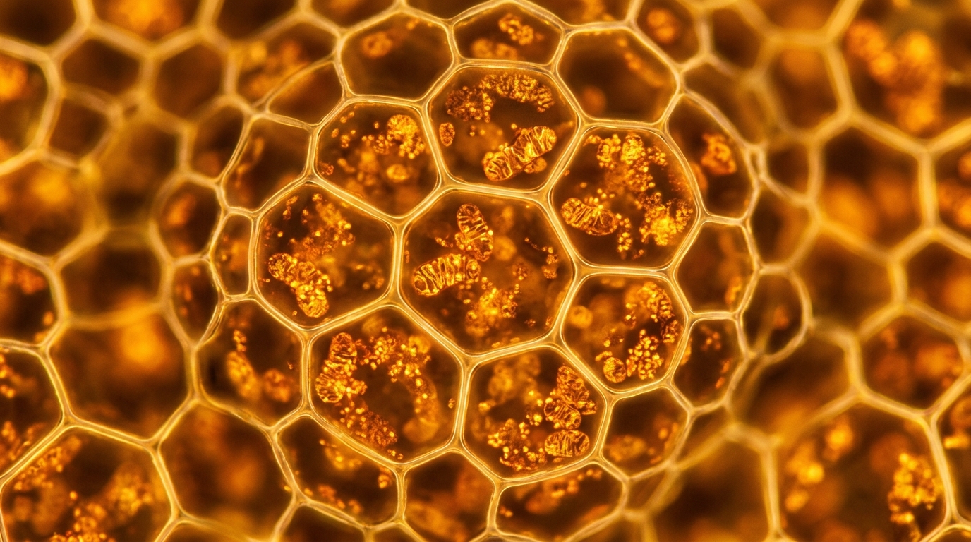 organic cellular structures in golden light