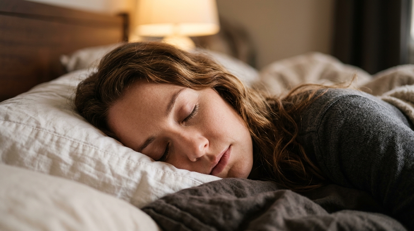 woman sleeping peacefully close up soft lighting