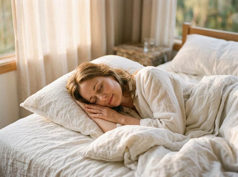 woman sleeping peacefully in morning light