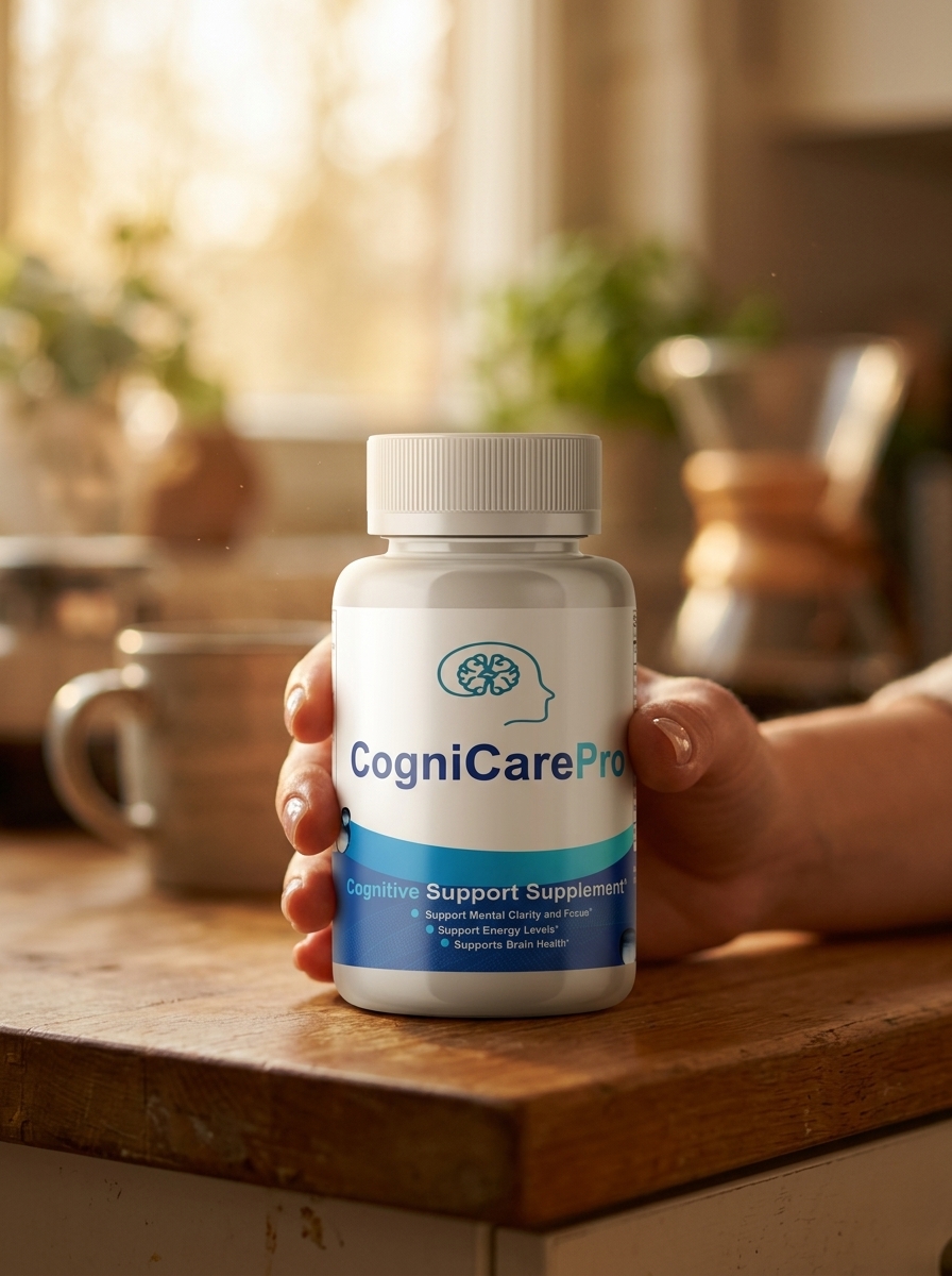 CogniCare Pro brain supplement bottle hands