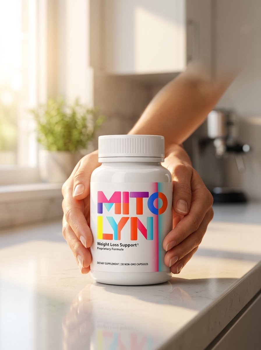 Mitolyn mitochondrial supplement bottle hands