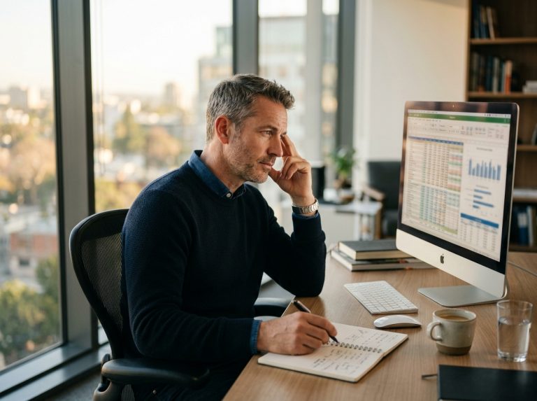 man experiencing afternoon clarity at desk