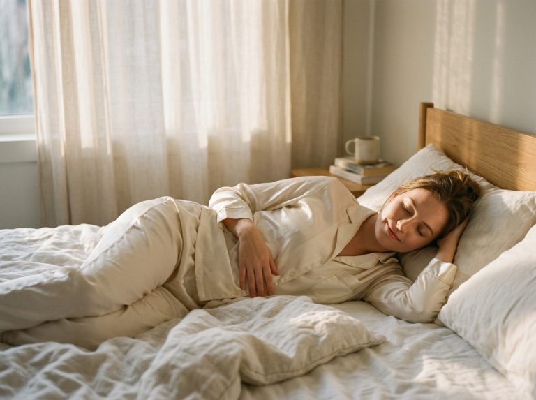 woman sleeping peacefully in soft morning light