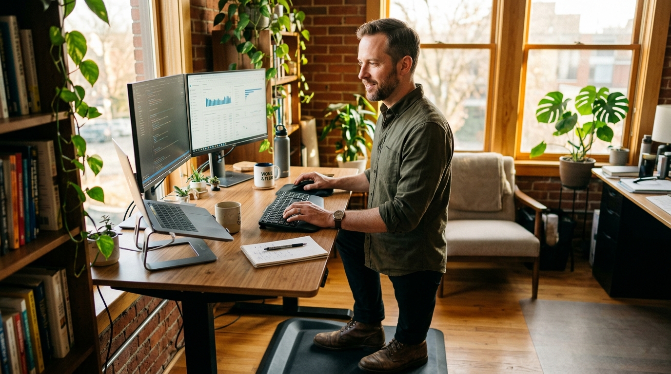 man working with sustained afternoon energy