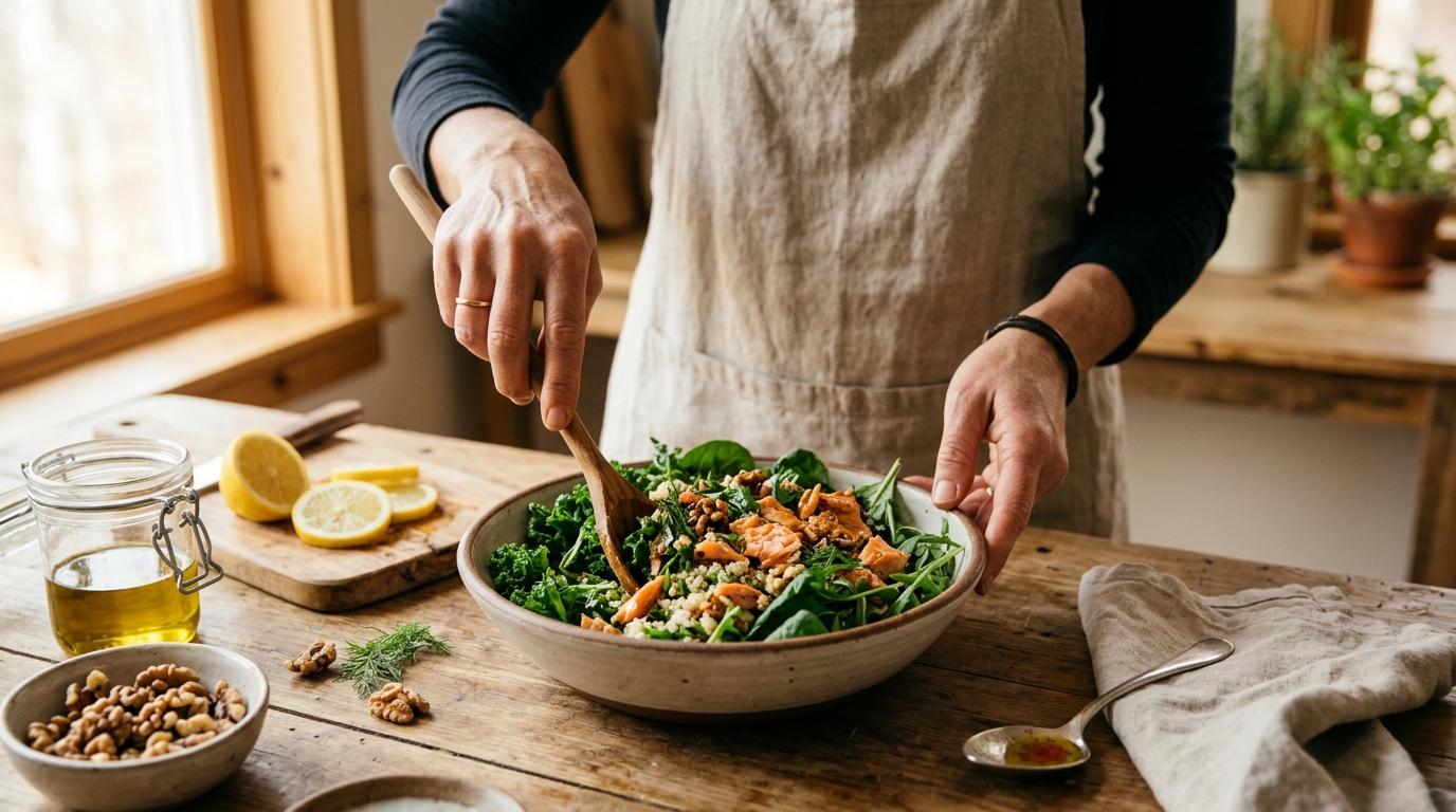 hands preparing nutritious menopause supporting foods