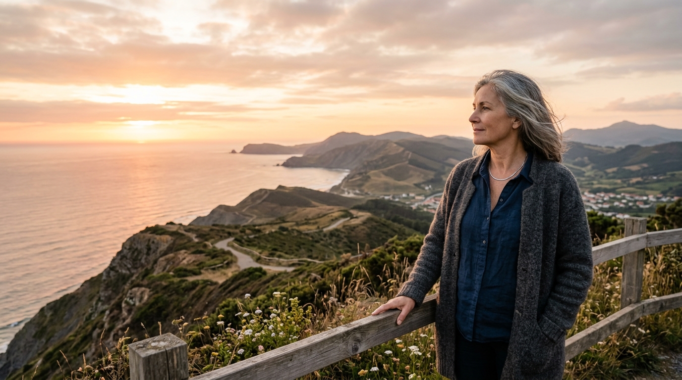 woman gazing toward horizon with confidence