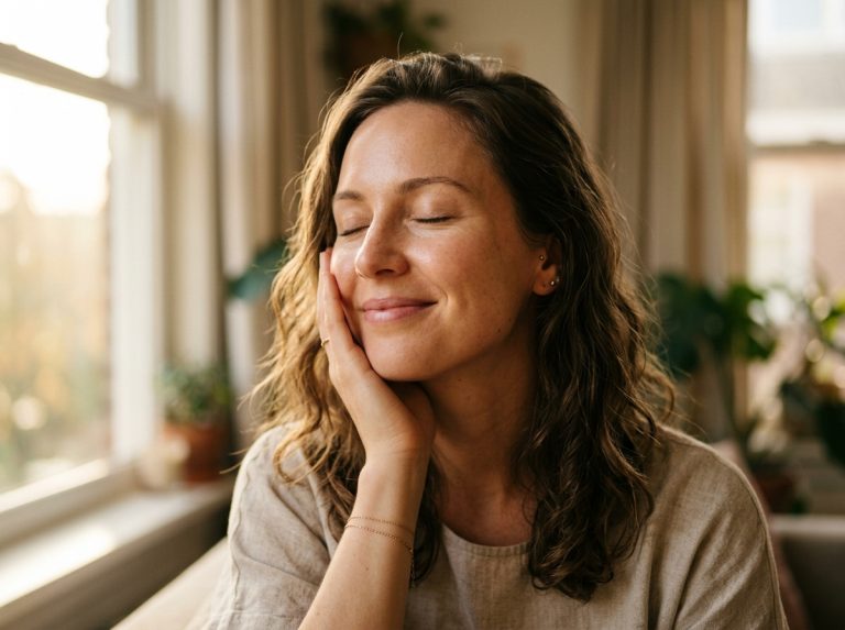 woman with glowing skin in natural morning light