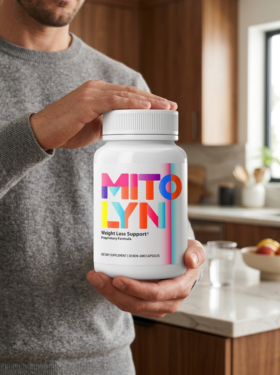 Mitolyn mitochondrial support supplement bottle held by hands