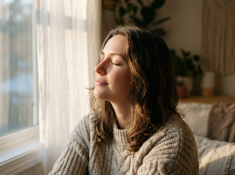 woman finding morning peace emotional clarity