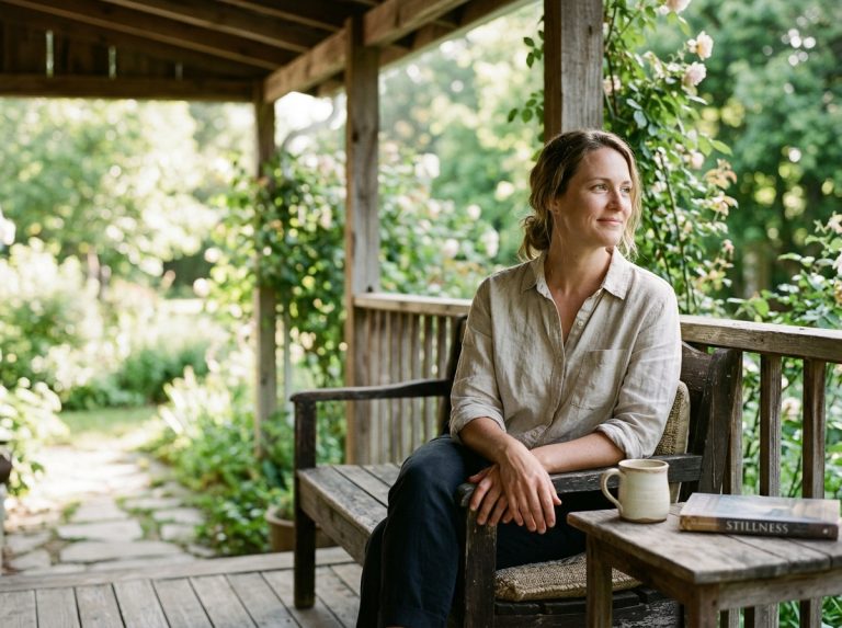 woman finding peace on morning porch