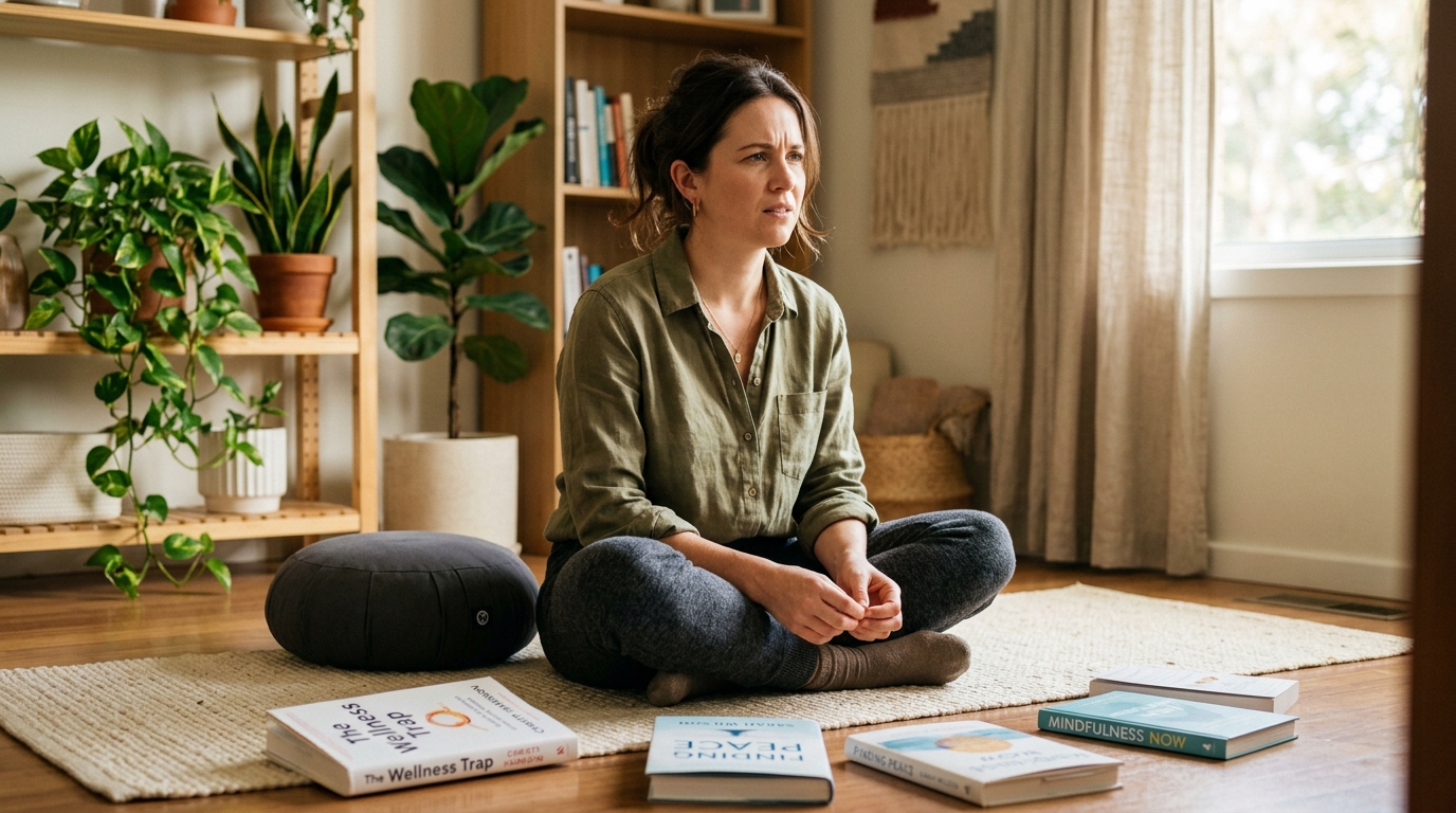 woman struggling with traditional meditation practice