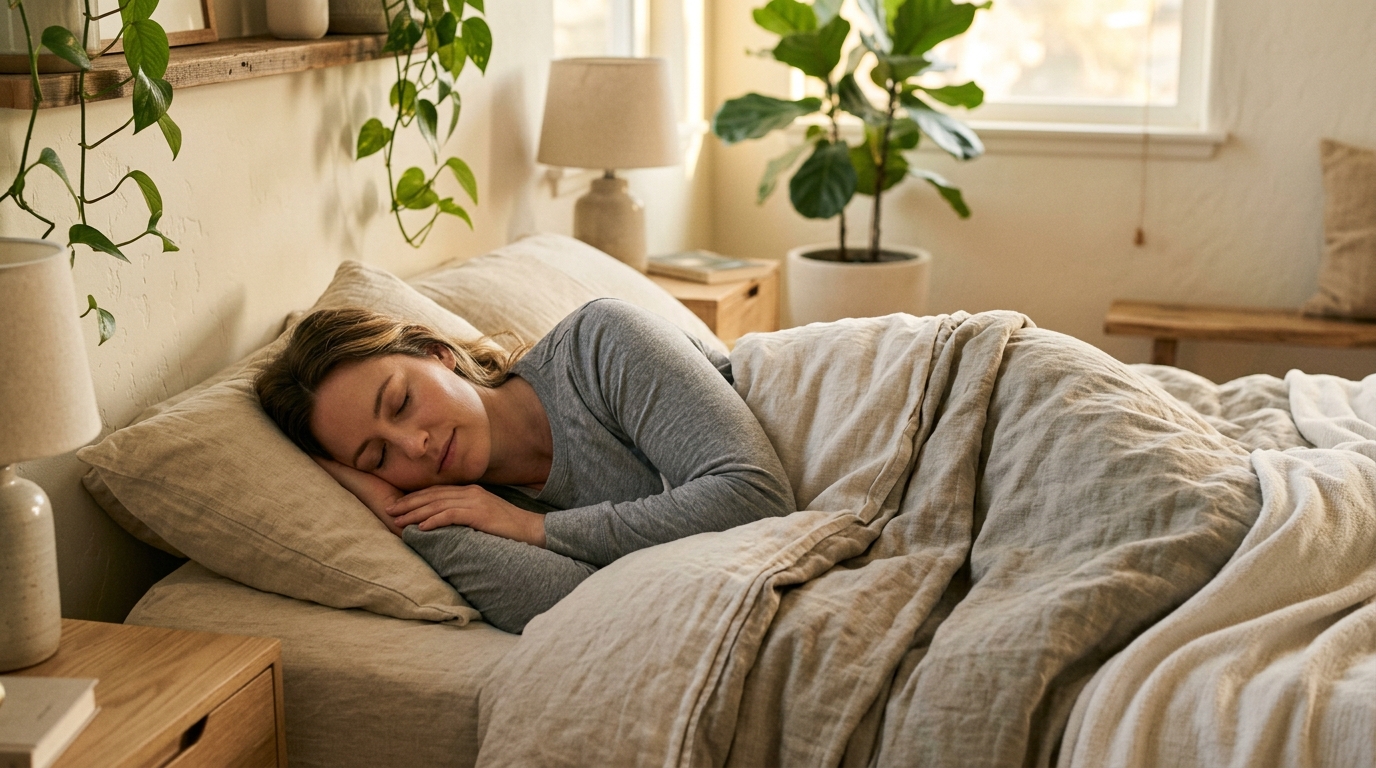 woman sleeping peacefully in natural afternoon light