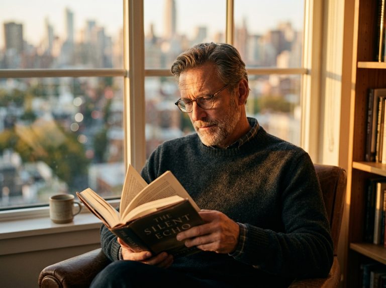 man reading book by window in warm light