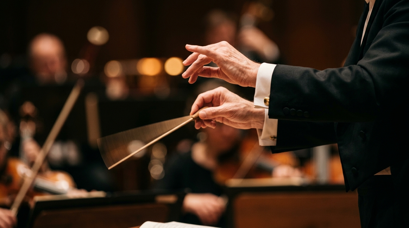 conductor hands orchestrating invisible metabolic symphony
