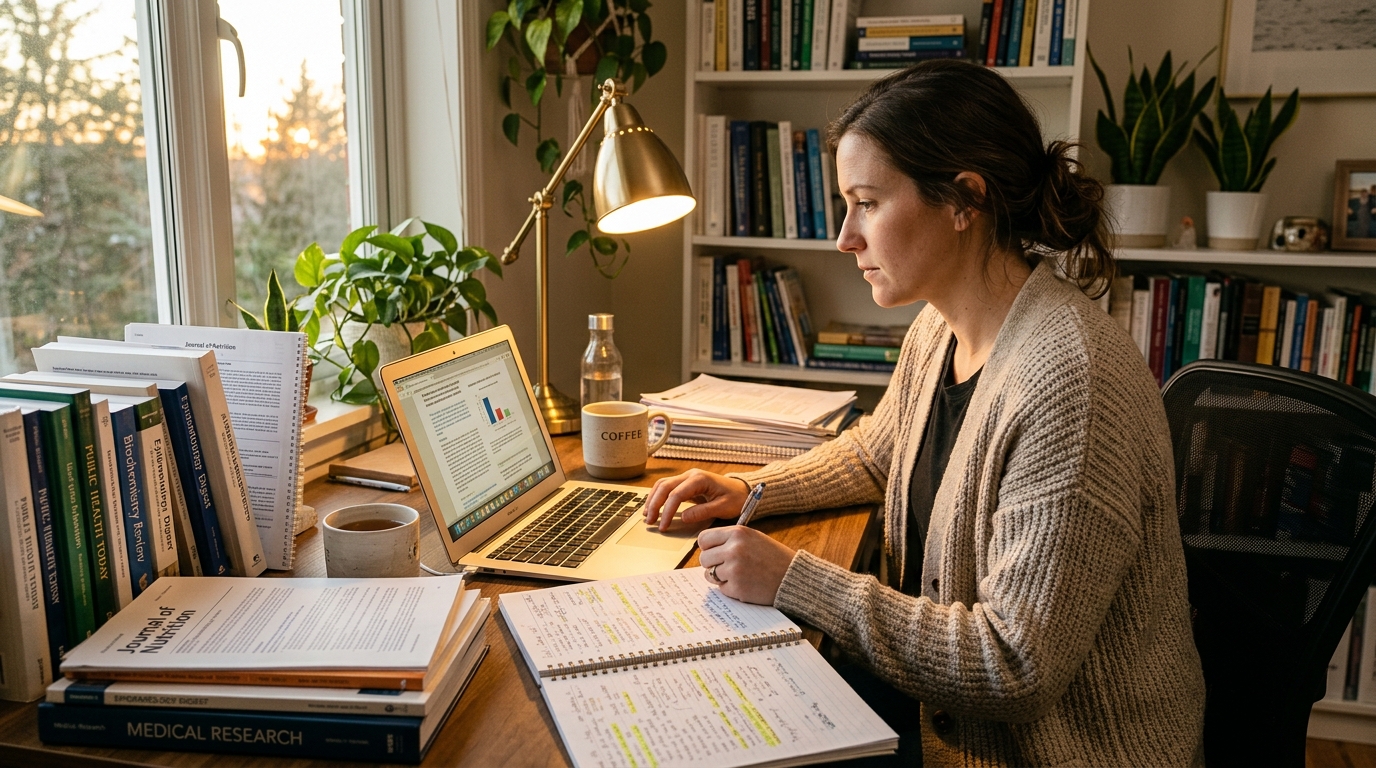 woman researching metabolic health solutions