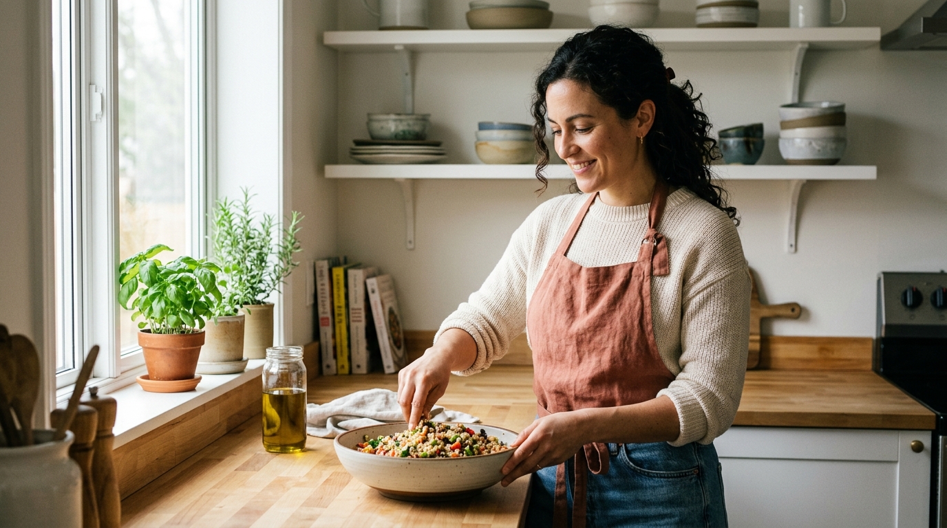 woman confident in kitchen metabolic harmony